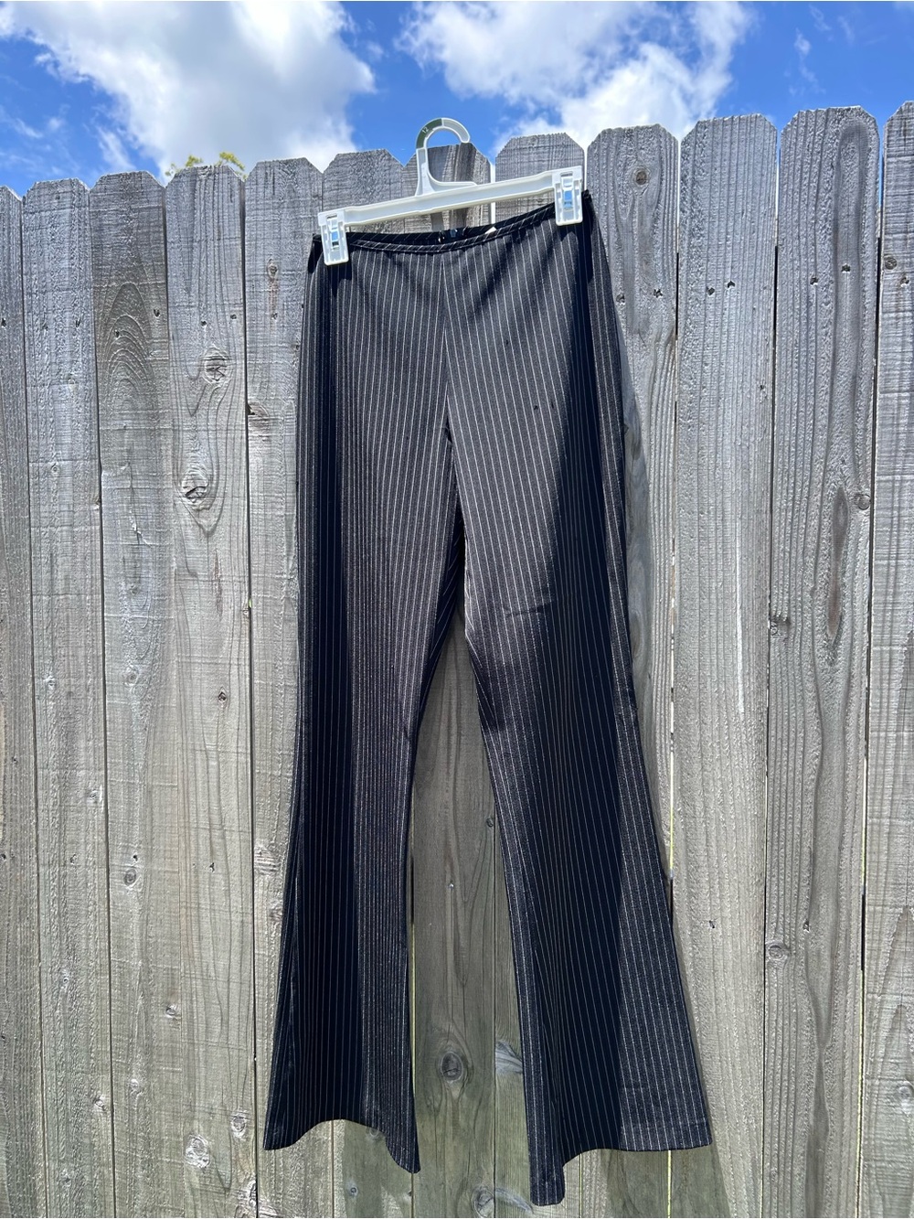 B. Smart Black Pinstripe Flare Pants